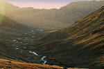 A view from Wrynose Pass over Wrynose bottom towards Hardknot Pass